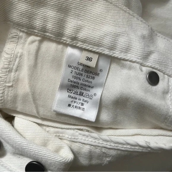 CELINE Straight Leg Raw Hem White Jeans - Picture 6 of 10